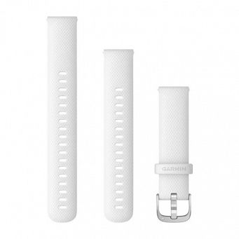 Pasek silikonowy Biały ze srebrnym zapięciem Garmin Quick Release 18mm [010-12932-0B]